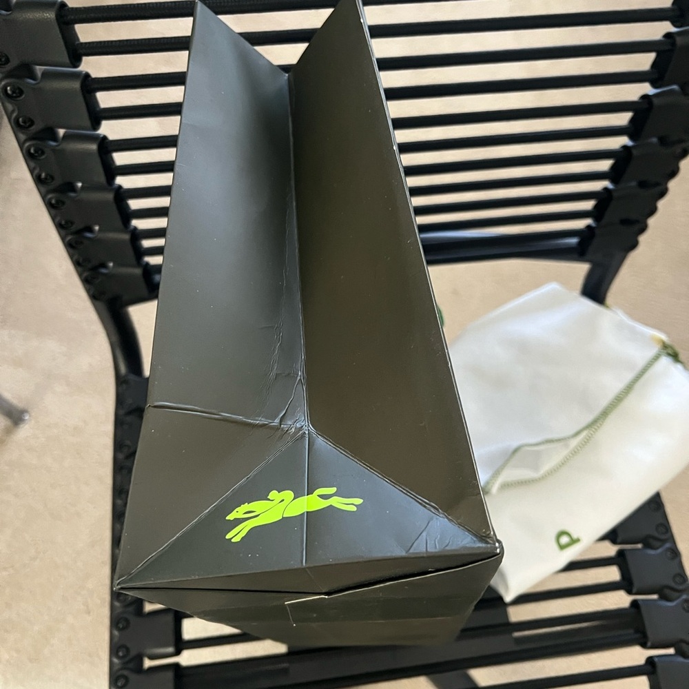Longchamp Large White Dust Bag with Green Logo & Bag - Picture 3 of 4